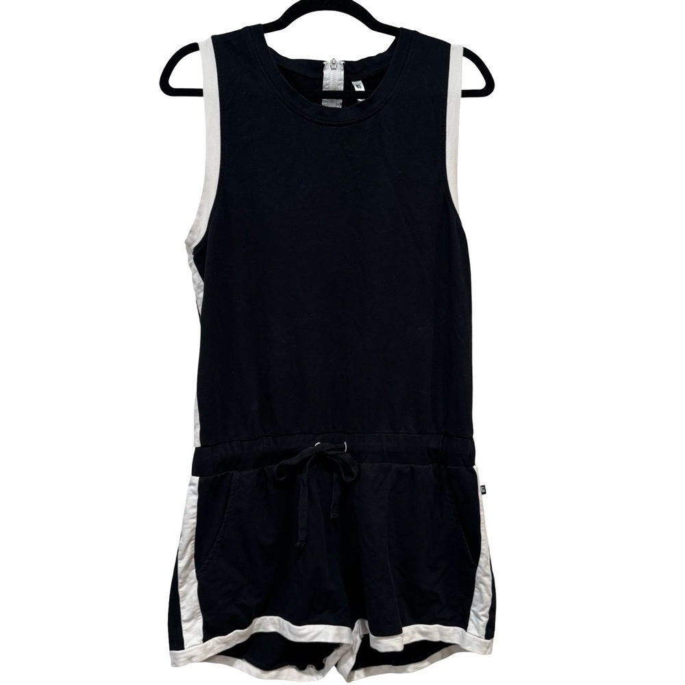 Fabletics Black and White Knit Sleeveless Romper